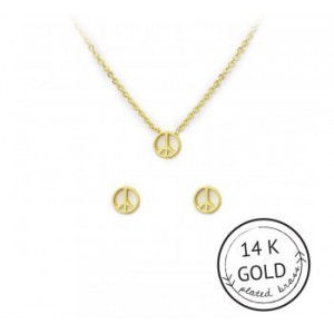 For Peace Sake Necklace & Earring Set (GOLD)